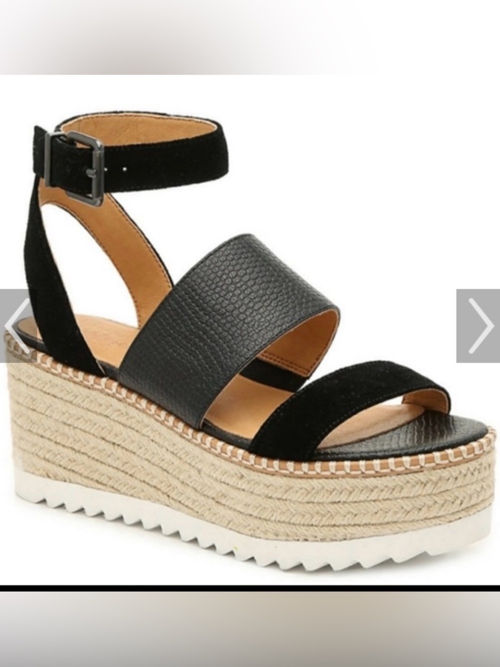 Crown Vintage Daylen Black Espadrille Platform Sandals Size 7M - Picture 9 of 9